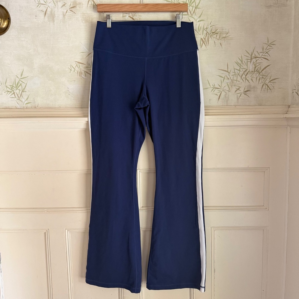 Champion Flare Leggings Yoga Pants Navy Blue XL Side Stripe High Waist